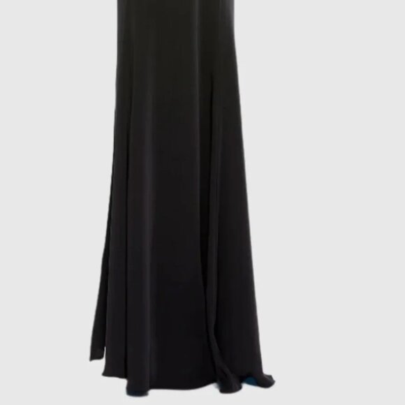 Mac Duggal Black Sleeveless Rhinestone Collar Column Gown Size 14 Womens Dress - Picture 5 of 11